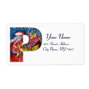 CHRISTMAS P LETTER  / SANTA  WITH GIFTS MONOGRAM