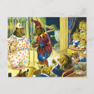 Christmas Pageant in Animal Land Holiday Postcard