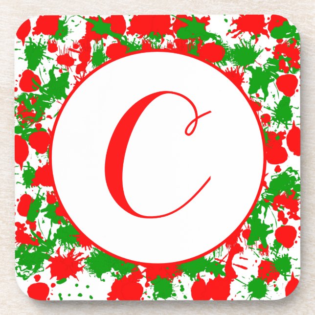 Christmas Paint Splatter Coaster (Front)