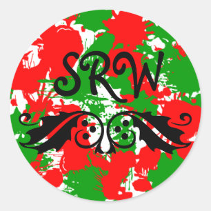 Christmas Paint Splatter Monogram Sticker