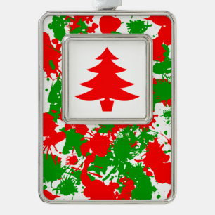 Christmas Paint Splatter Silver Plated Framed Ornament