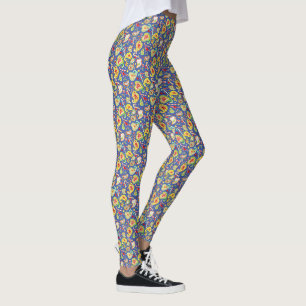 Christmas paisley candy bow watercolor pattern leggings