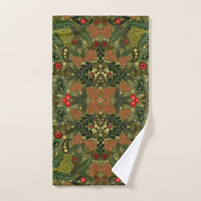 Christmas Paisley Colourful Hand Towel (Hand Towel)