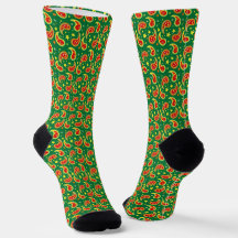 Christmas paisley green red star