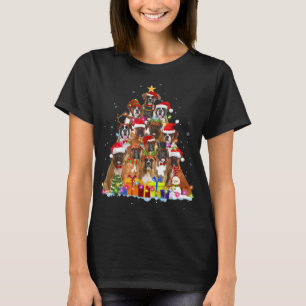 Christmas Pajama Boxer Tree Xmas Gifts Dog Dad Mum T-Shirt