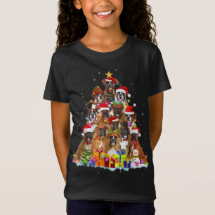 Christmas Pajama Boxer Tree Xmas Gifts Dog Dad Mum T-Shirt