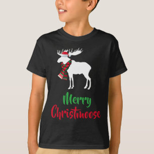 Christmas Pajama - Christmas Moose Santa Hat  T-Shirt