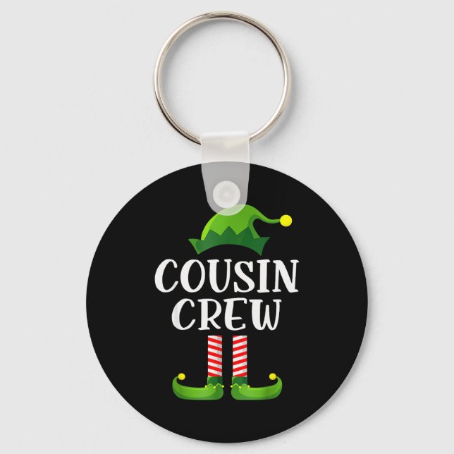 Christmas Pajama Cousin Crew Funny Elf Matching Pa Key Ring (Front)