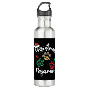 Christmas Pajama Dog Paw Buffalo Plaid Leopard 710 Ml Water Bottle