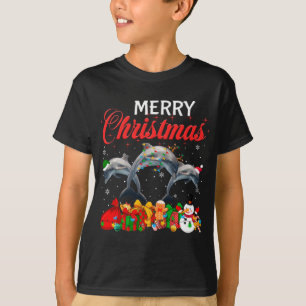 Christmas Pajama Dolphin Lover Xmas Tree Lights An T-Shirt