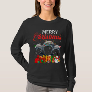 Christmas Pajama Dolphin Lover Xmas Tree Lights An T-Shirt