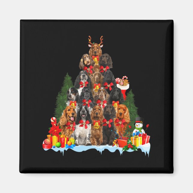 Christmas Pajama English Er Spaniel Xmas Tree  Magnet (Front)