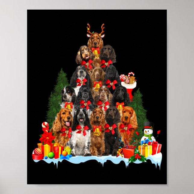 Christmas Pajama English Er Spaniel Xmas Tree  Poster (Front)
