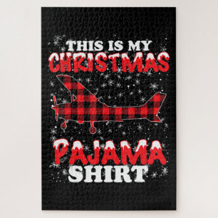 Christmas Pajama Funny Aviation Airplan Gift Jigsaw Puzzle