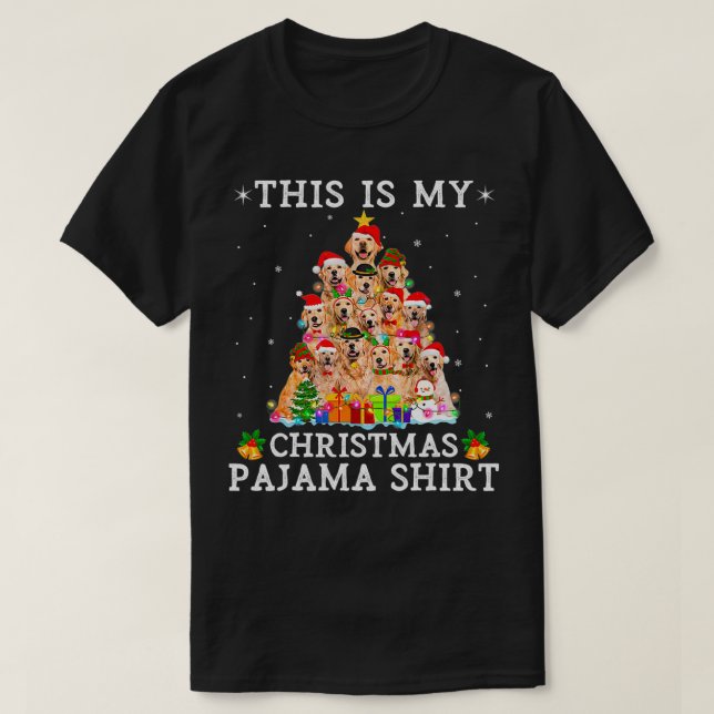 Christmas Pajama Golden Retriever Tree Dog Gifts L T-Shirt (Design Front)