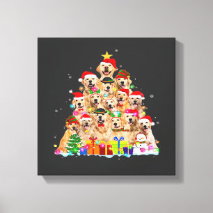 Christmas Pajama Golden Retriever Tree Xmas Gift D Canvas Print
