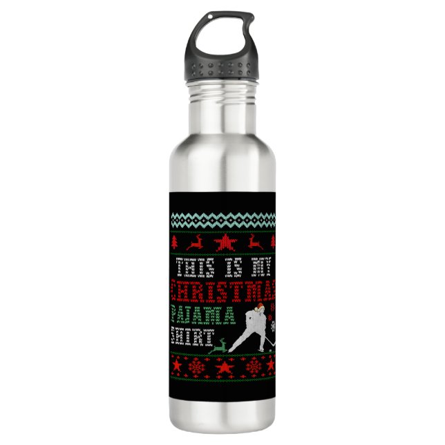 christmas pajama hockey 710 ml water bottle (Front)
