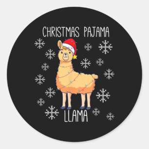 Christmas Pajama Llama Classic Round Sticker