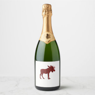 Christmas Pajama Moose Tee Animal Pyjamas Xmas Gif Sparkling Wine Label