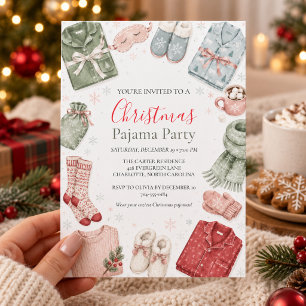 Christmas Pajama Party Cosy Watercolor Pyjamas Invitation
