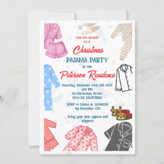 Christmas pajama party fun kids invitation 