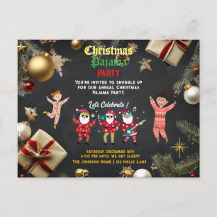 Christmas Pajama Party Kids Invitation Postcard