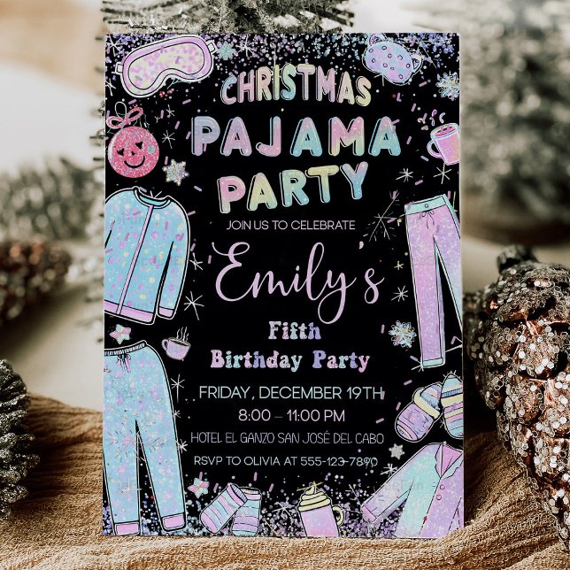 Christmas pajama party pj party invite kids  (pajama christmas invitations,pj party invite,kids christmas party invitation,pyjama party invitation)