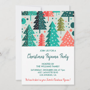 Christmas Pajama Party Slumber Forest Snowfall Invitation