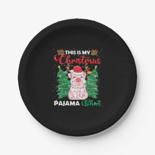 Christmas Pajama Pig Pink Shirt Paper Plate