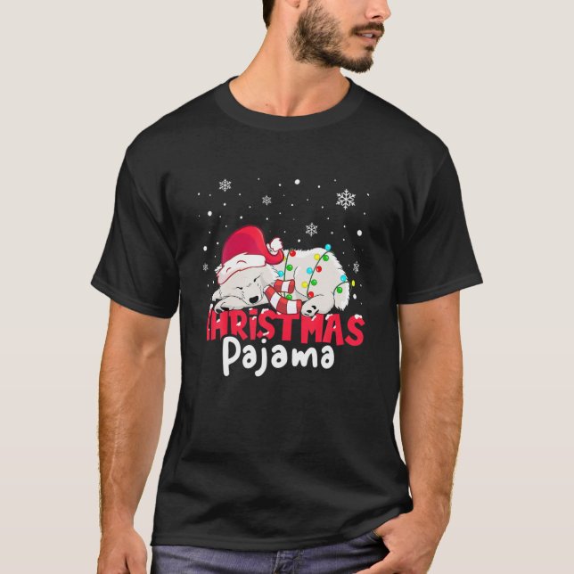 Christmas Pajama Samoyed Pjs Women Girls Christmas T-Shirt (Front)