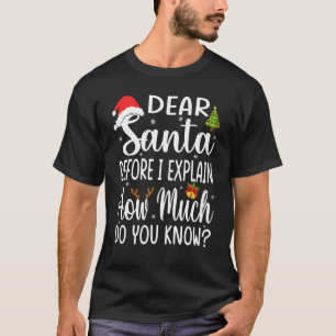 Christmas Pajama Santa Claus Dear Santa I Can Expl T-Shirt