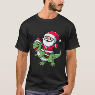 Christmas Pajama Santa Claus Ride T Rex Dinosaur F T-Shirt