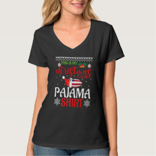 Christmas Pajama Santa Hat American USA sports foo T-Shirt