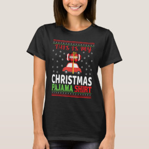 Christmas Pajama Santa Hat USA American Football S T-Shirt