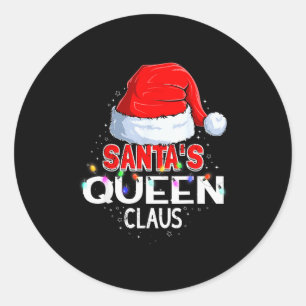 Christmas Pajama Santa's Queen Claus Matching  Classic Round Sticker