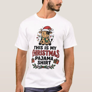 Christmas Pajama Shirt Cute Cow Holiday Design_1