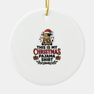 Christmas Pajama Shirt Cute Cow Holiday Design_1 Ceramic Tree Decoration