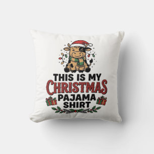 Christmas Pajama Shirt Cute Cow Holiday Design_1 Cushion