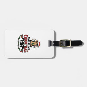 Christmas Pajama Shirt Cute Cow Holiday Design_1 Luggage Tag