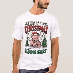 Christmas Pajama Shirt Cute Pig Holiday Vector Des