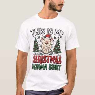Christmas Pajama Shirt Cute Pig Holiday Vector Des