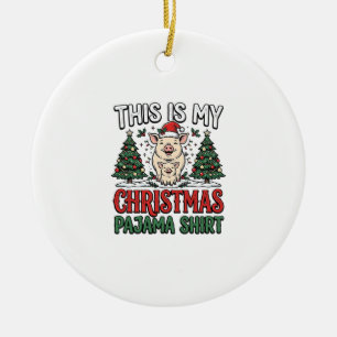 Christmas Pajama Shirt Cute Pig Holiday Vector Des Ceramic Tree Decoration