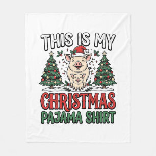 Christmas Pajama Shirt Cute Pig Holiday Vector Des Fleece Blanket