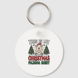 Christmas Pajama Shirt Cute Pig Holiday Vector Des Key Ring