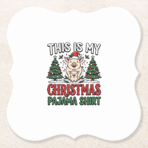 Christmas Pajama Shirt Cute Pig Holiday Vector Des Paper Coaster