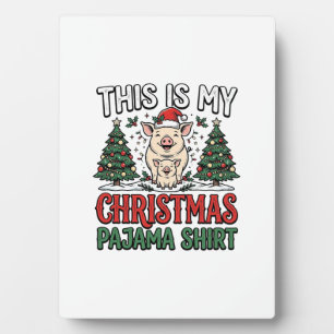 Christmas Pajama Shirt Cute Pig Holiday Vector Des Plaque
