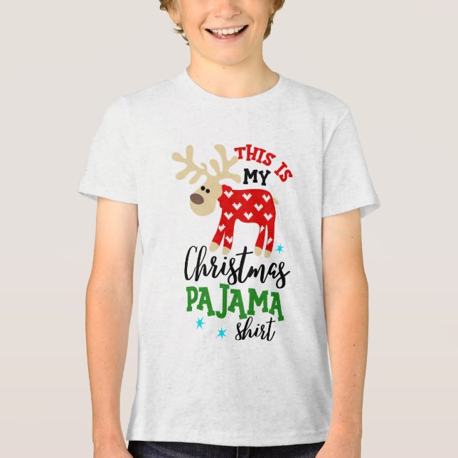 Christmas Pajama Shirt Cute Reindeer Festive (Front)