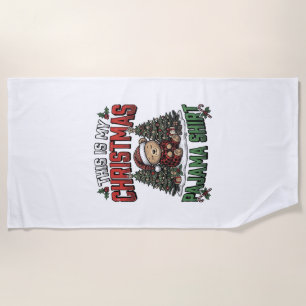 Christmas Pajama Shirt Cute Vintage Holiday Tee_1 Beach Towel