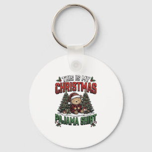 Christmas Pajama Shirt Cute Vintage Holiday Tee_1 Key Ring