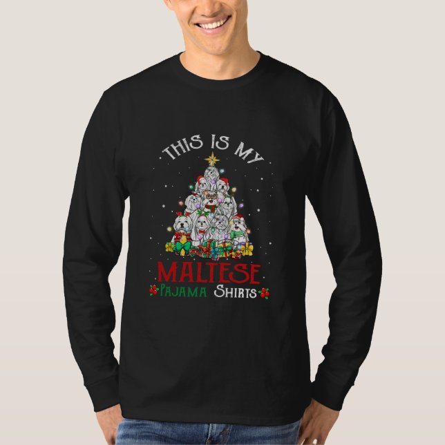 Christmas Pajama Shirt Funny Maltese Tree Dog (Front)